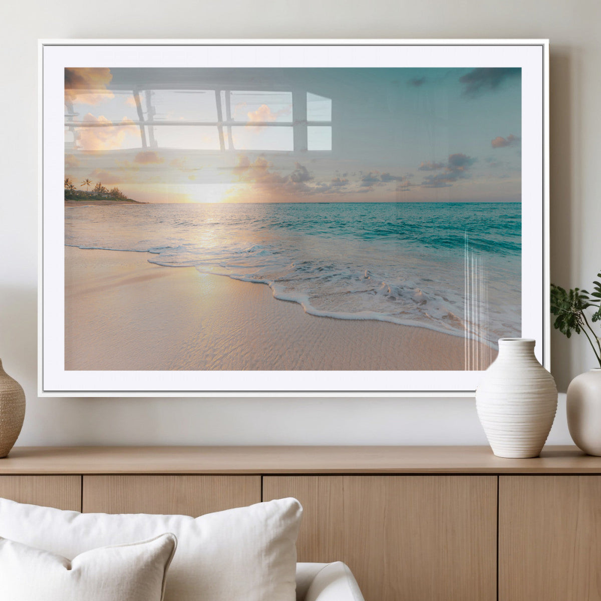Beach Sunset Wall Art Canvas Print – Framed Ocean Waves