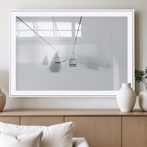 Ski Lift Wall Art Canvas Print – Snowy Alpine Landscape