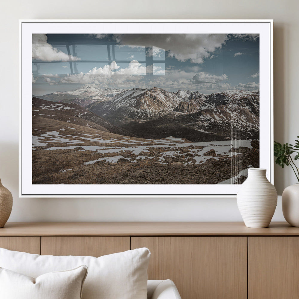 Mountain Landscape Wall Art Canvas Print – Framed Snowy