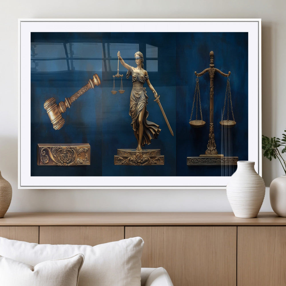 Lady Justice Wall Art Canvas Print – Elegant Gold Legal