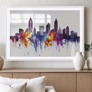 Atlanta Skyline Wall Art Canvas Print – Framed Colorful