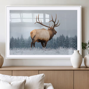 Majestic Elk Snowy Forest Wall Art Canvas Print – Winter