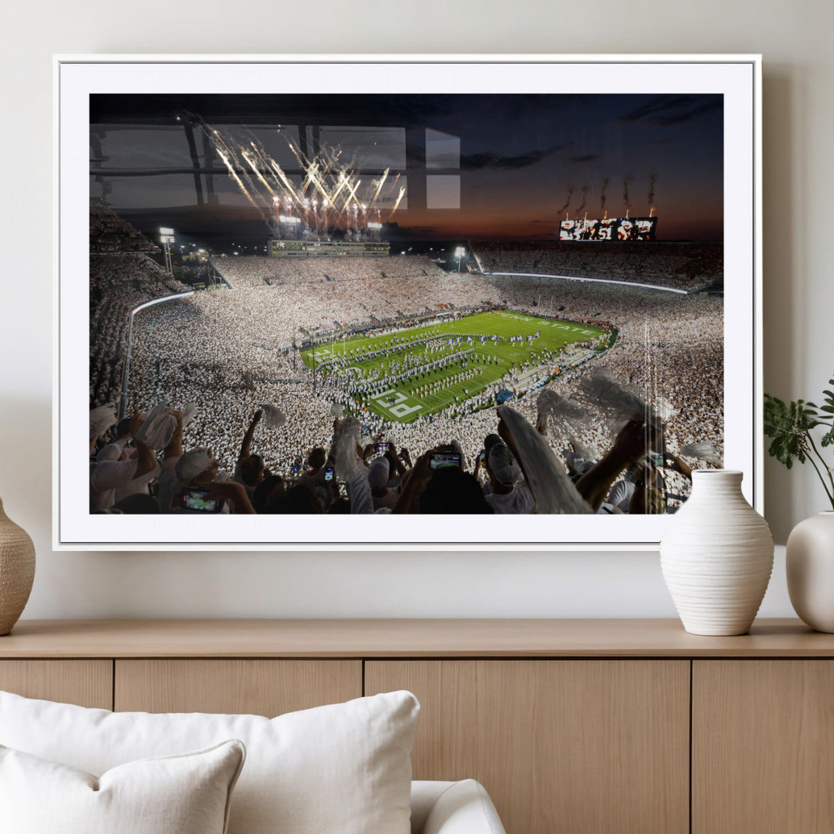 Penn State Stadium Wall Art – White Out Football Game Canvas