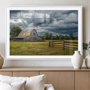 Rustic Stormy Barn Wall Art Canvas Print, Moody Country Farm