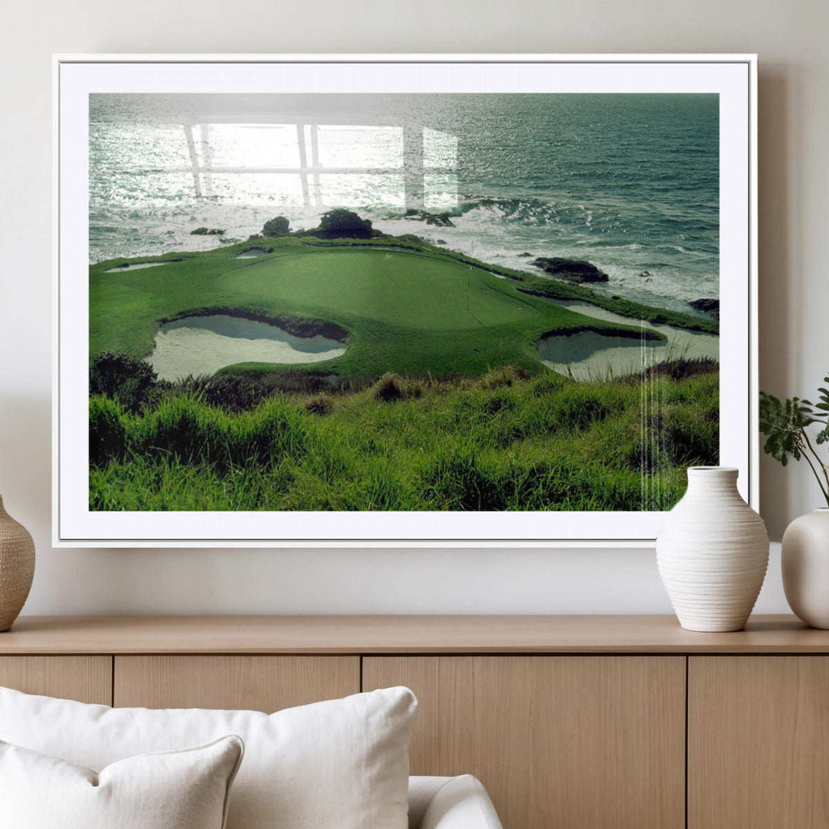 Coastal Golf Course Wall Art Canvas Print – Scenic Green