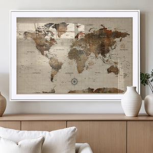 World Map Canvas Print – Framed Detailed Map of the World
