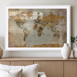 World Map Canvas Print – Detailed Map of the World Wall Art