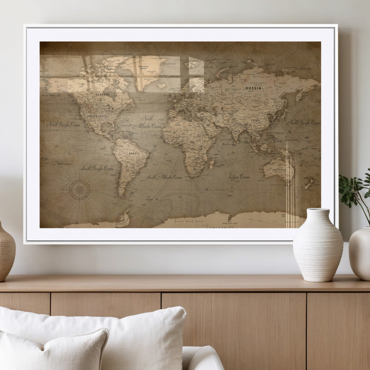World Map Canvas Print – Framed Travel Map Wall Art for