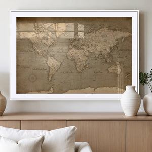 World Map Canvas Print – Framed Travel Map Wall Art for