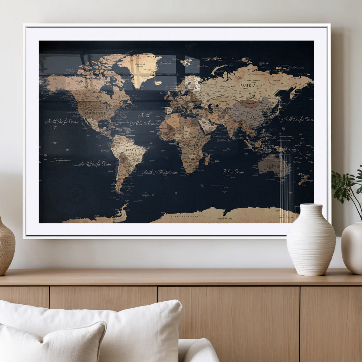 World Map Canvas Print – Detailed Map of the World Wall Art