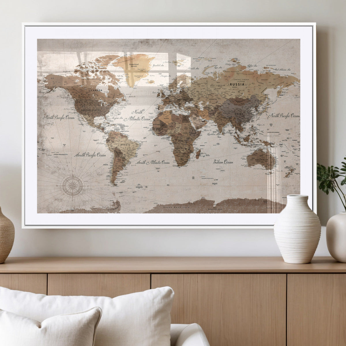 World Map Canvas Print – Framed Travel Map Wall Art for