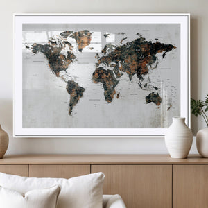 Large World Map Canvas Print – Framed Travel Map Wall Art