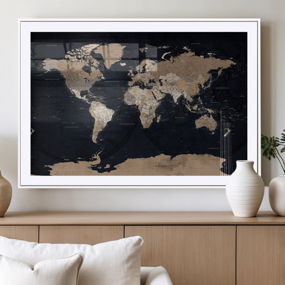 Grunge Wall Art World Map Canvas Print