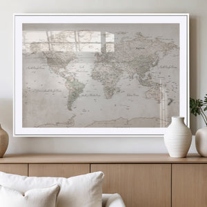 Antique Style World Map Canvas Print - Vintage Detailed