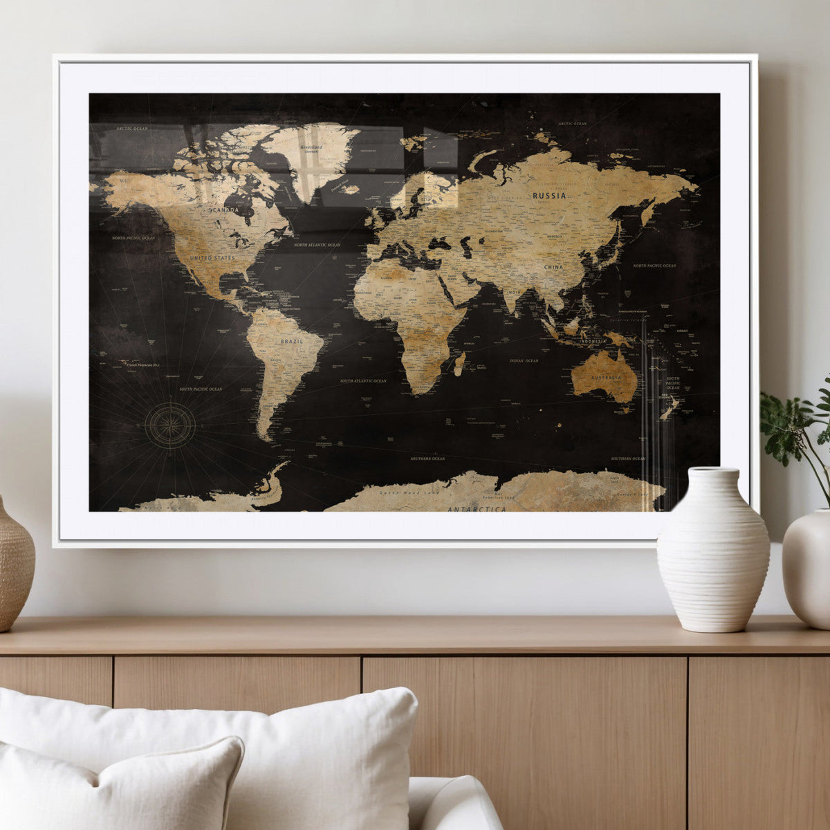 Extra Large World Map Canvas Print – Detailed Map Classic