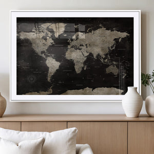 Detailed World Map Wall Art Print - Large Framed World Map