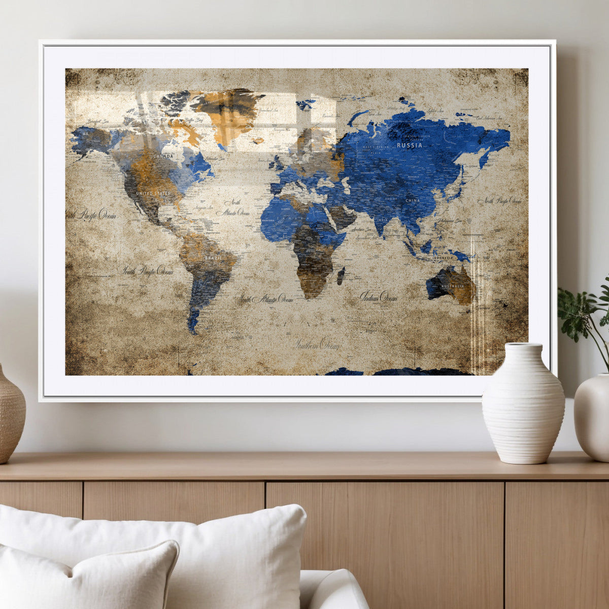 World Map Canvas Print – Colorful Abstract Travel Map,