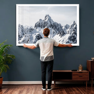 Snowy Mountain Range Canvas Print, Alpine Peaks Landscape