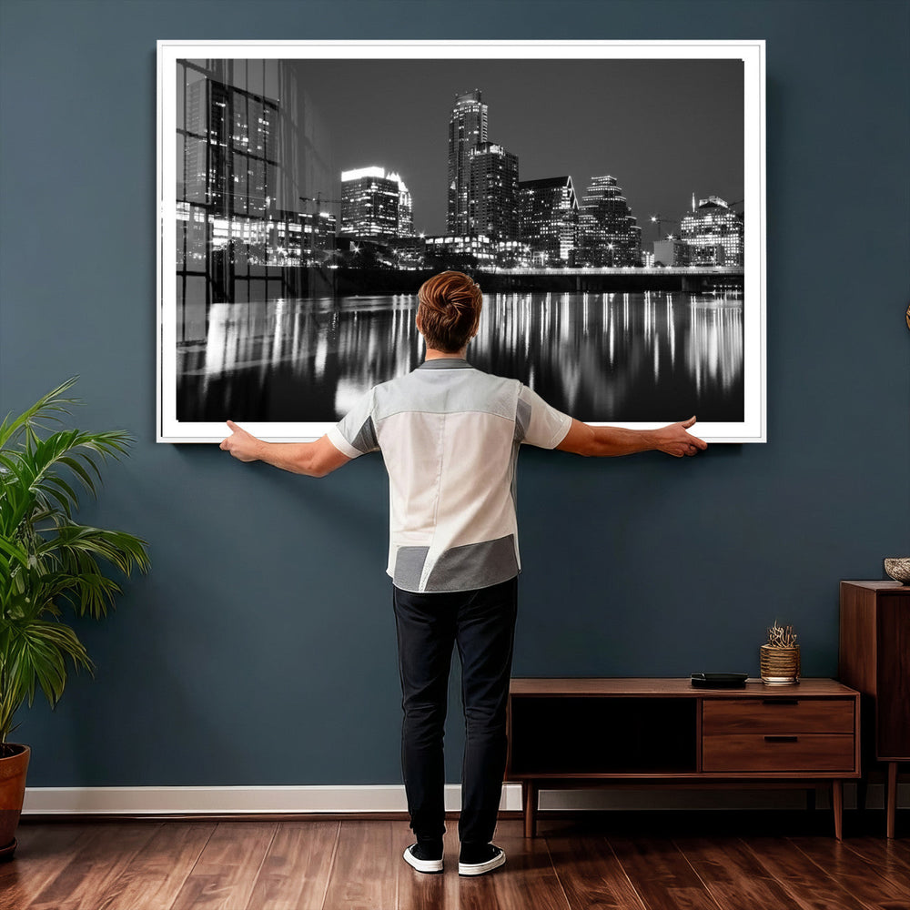 Austin Skyline Wall Art Canvas Print, Austin Downtown Night