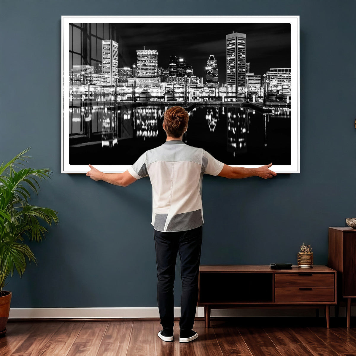 Baltimore Skyline Wall Art Canvas Print, Baltimore Downtown