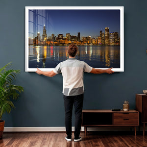 Chicago Wall Art Canvas Print - Chicago City Downtown Night
