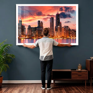 Chicago Wall Art Canvas Print - Chicago City Downtown Night