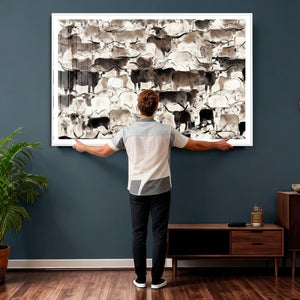 Abstract Texas Longhorn Print - Longhorn Herd Print for