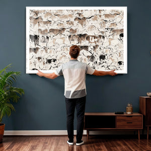 Abstract Texas Cow Canvas Print for Cabin and Western Home