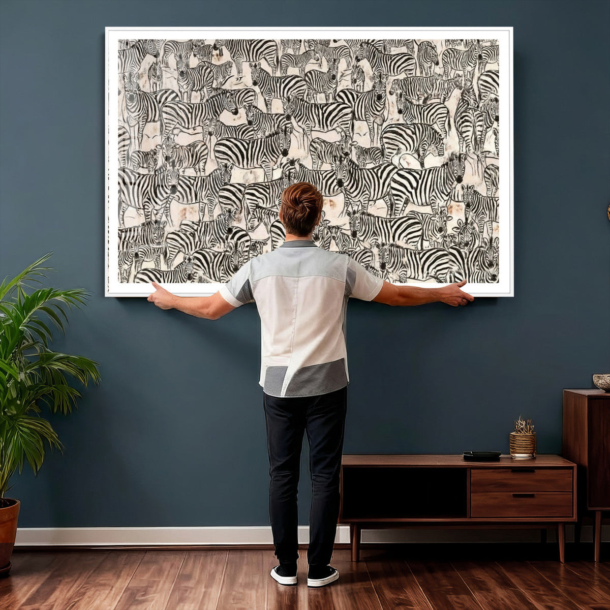 Abstract Zebra Wall Art Canvas Print for Farmhouse Decor