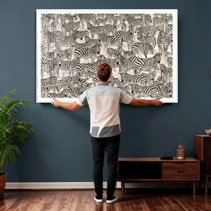 Abstract Zebra Wall Art Canvas Print for Farmhouse Decor