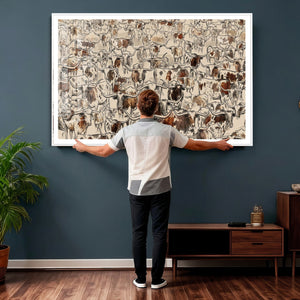Abstract Longhorn Wall Art Canvas Print - Farm Animal