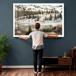 Snowy Mountain Landscape Wall Art Canvas Print, Alpine Pine