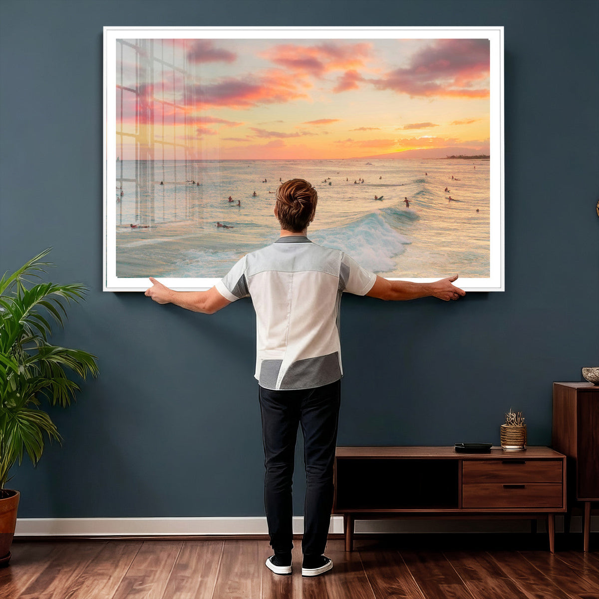 Sunset Beach Wall Art Canvas Print – Soft Coastal