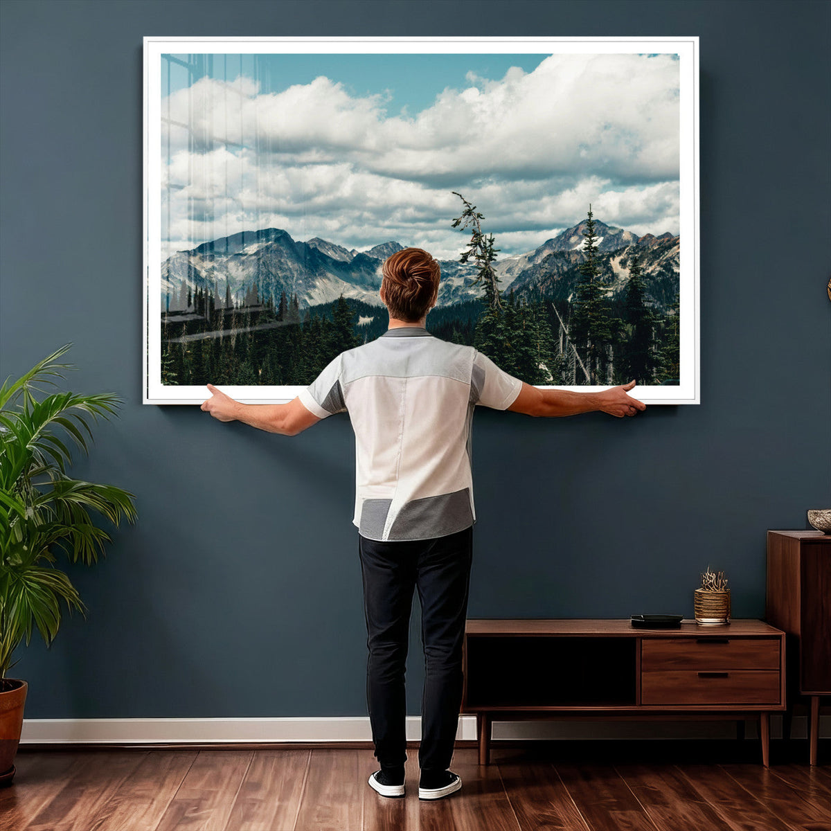 Mountain Forest Wall Art Canvas Print, Alpine Pine Tree