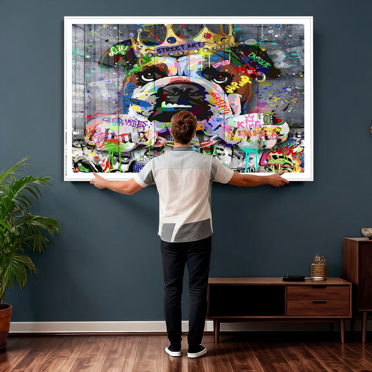 Graffiti Dog Wall Art Decor for Teen Bedroom - Abstract