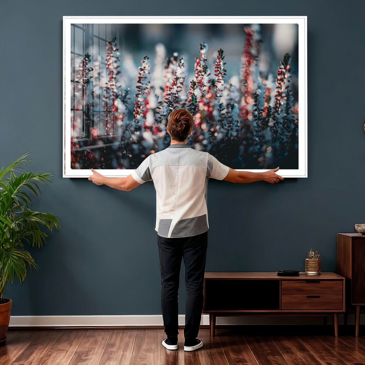 Winter Heather Wall Art Canvas Print, Frosted Floral Nature