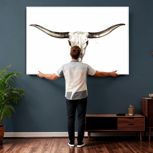Longhorn Skull Wall Art Canvas Print – Rustic Western