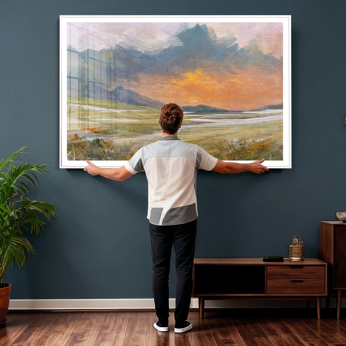Mountain Sunset Wall Art Canvas Print Vintage Landscape