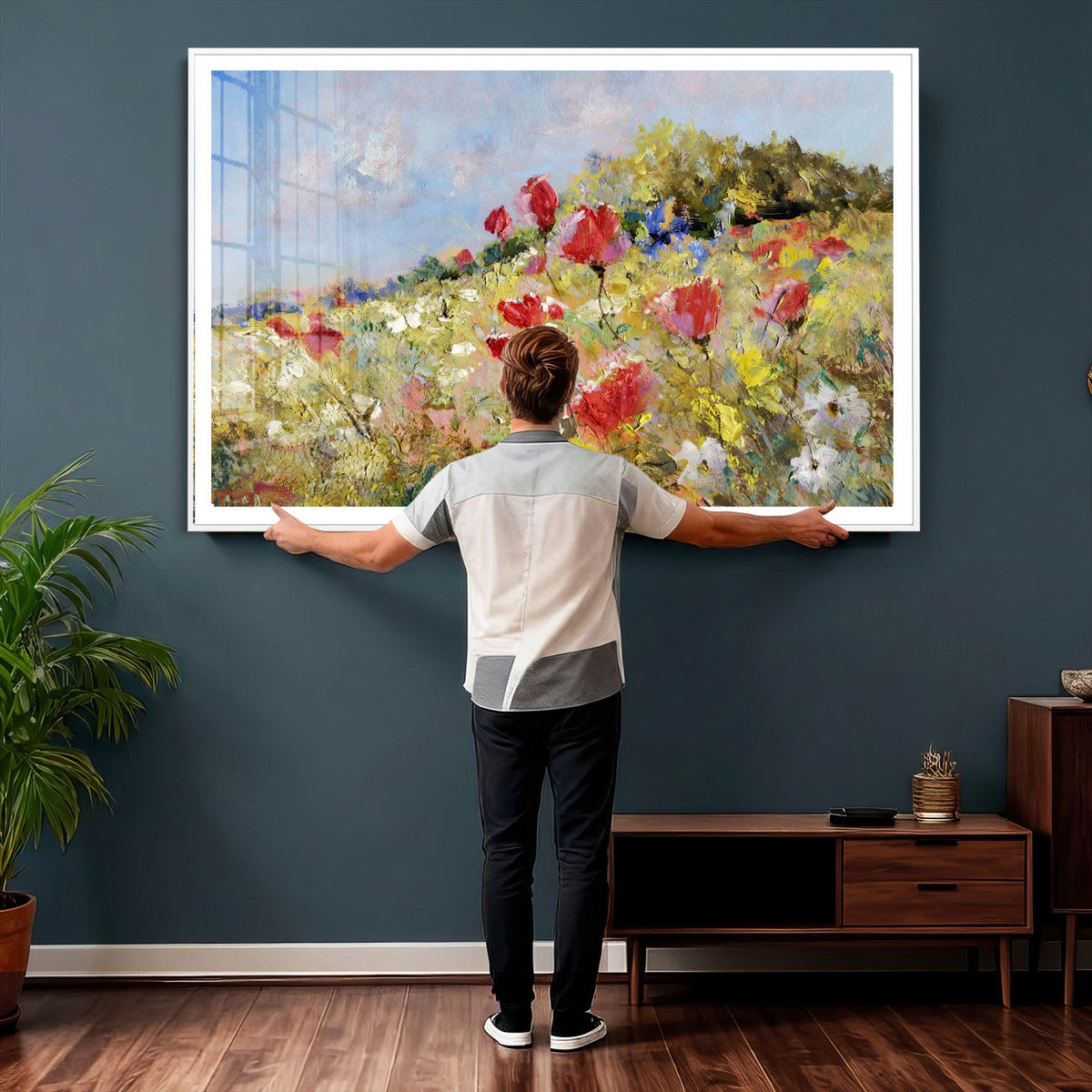 Abstract Mountain Landscape Wall Art Canvas Print – Textured