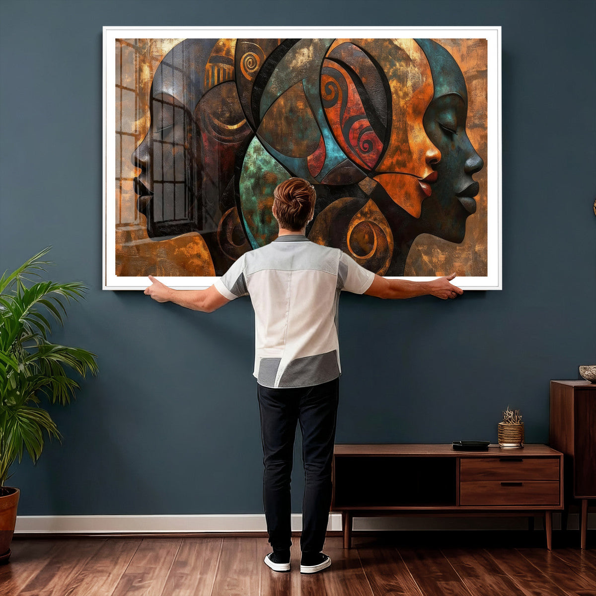 Abstract Afro American Women Wall Art Canvas Print