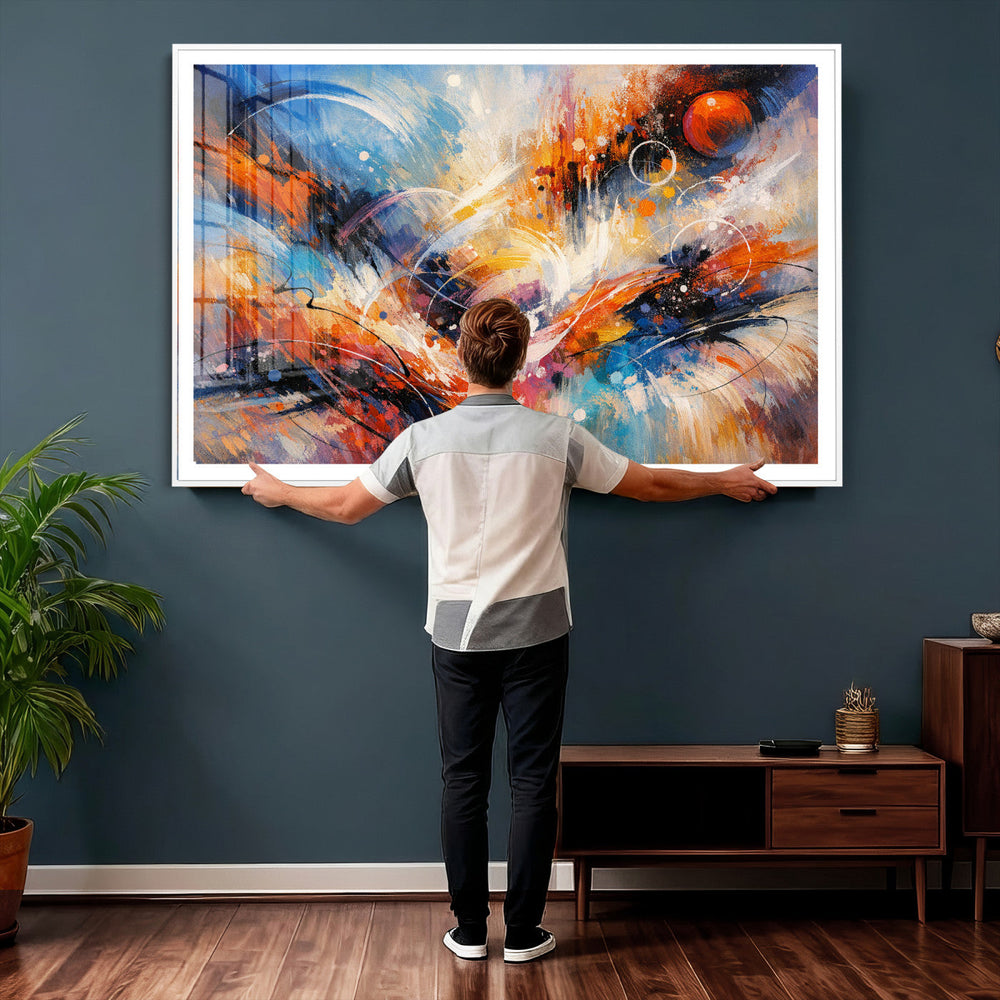 Lyrical Abstraction Wall Art Canvas Print, Orange Blue