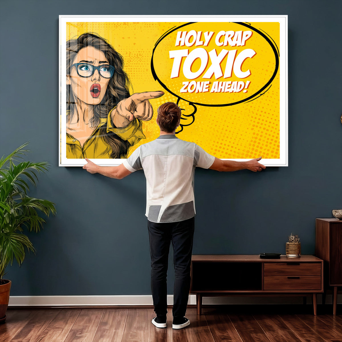 Pop Art Print Bathroom Sign Wall Art Canvas Print — Funny