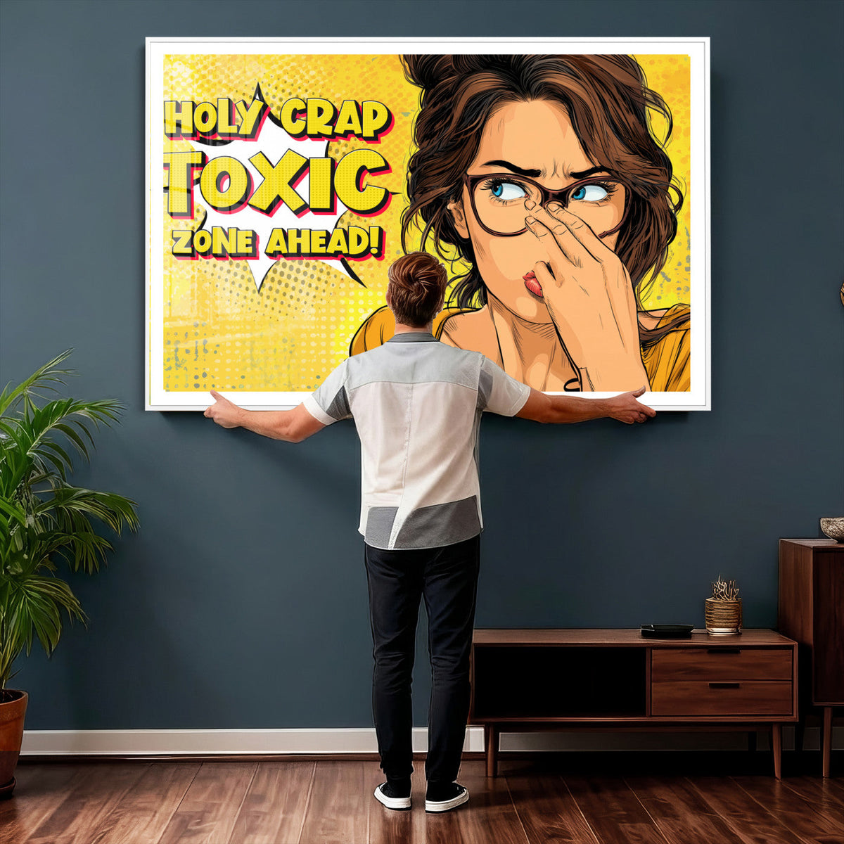 Pop Art Print Bathroom Sign Wall Art Canvas Print — Funny