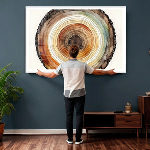 Natural Wood Slice Wall Art Canvas Print, Tree Ring Wall