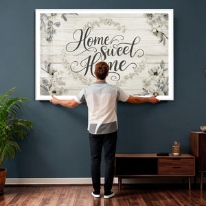Home Sweet Home Wall Art Canvas Print, Floral Farmhouse