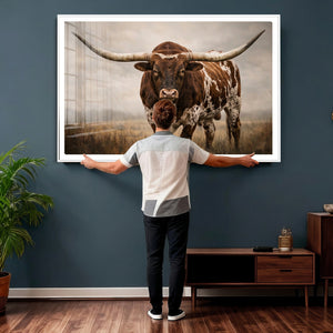 Texas Longhorn Canvas Wall Art Western Bull Desert Moody