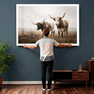 Texas Longhorn Canvas Wall Art Western Bull Desert Moody