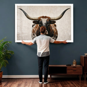 Texas Longhorn Canvas Wall Art Western Bull Desert Moody