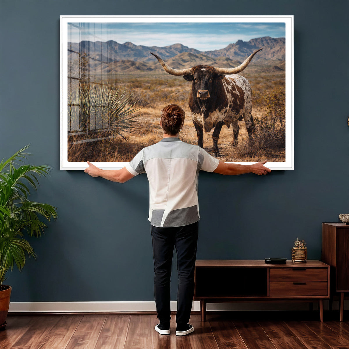 Texas Longhorn Canvas Wall Art Western Bull Desert Moody