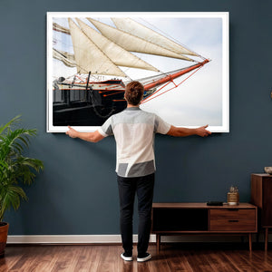 Sailboat Wall Art Canvas Print, Vintage Ship Bow Framed